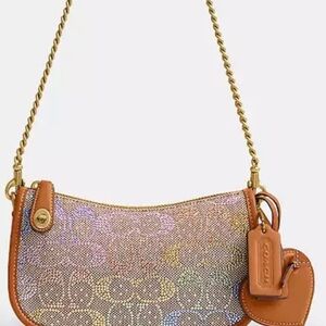 Coach Tan and Gold Signature Shoulder Bag